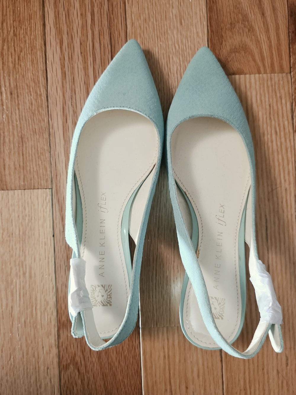 Anne Klein Mint Green Pointed-Toe Slingback Flats